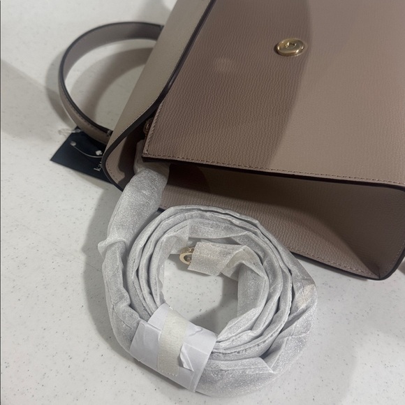 Kate Spade Darcy Top Handle Satchel with Silver Accent NWT Taupe Leather - Picture 9 of 16